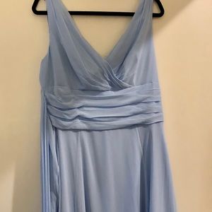 Floor length ice blue chiffon dress